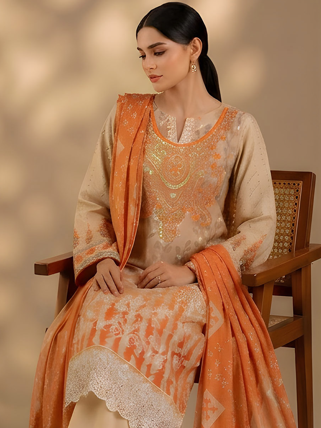Jannat - Digital Embroidered Lawn - 3PC Suit - D-07