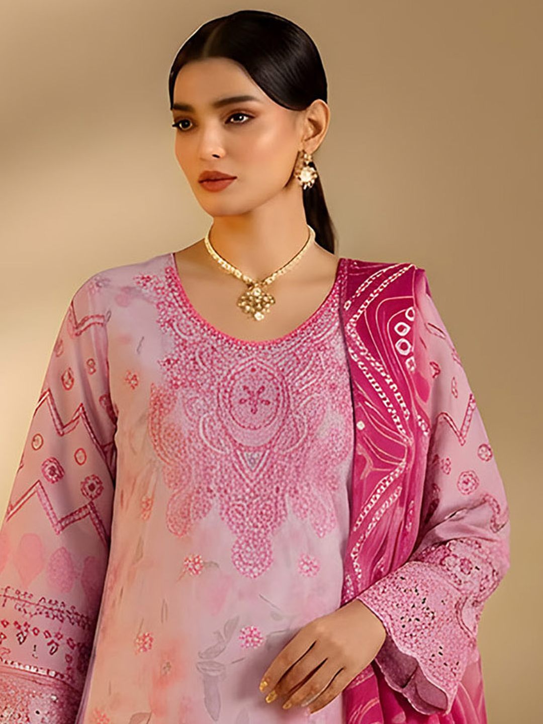 Jannat - Digital Embroidered Lawn - 3PC Suit - D-08