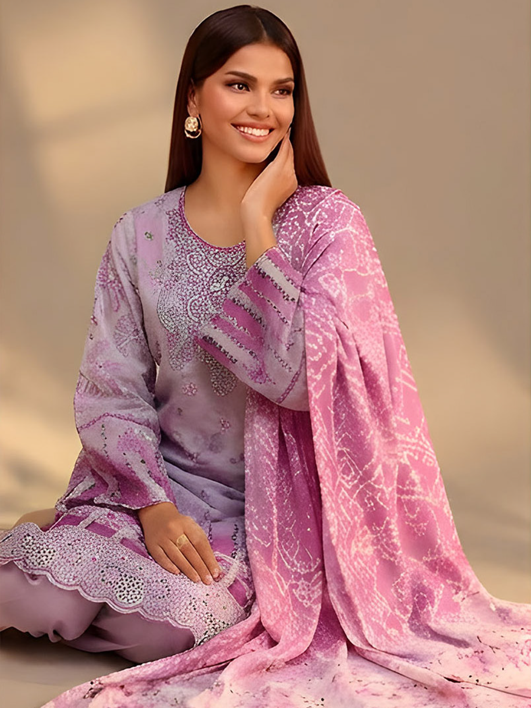 Jannat - Digital Embroidered Lawn - 3PC Suit - D-05