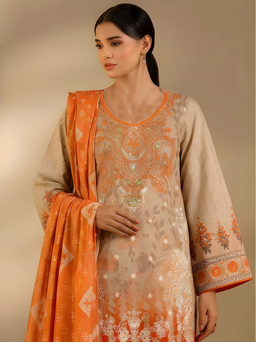 Jannat - Digital Embroidered Lawn - 3PC Suit - D-07