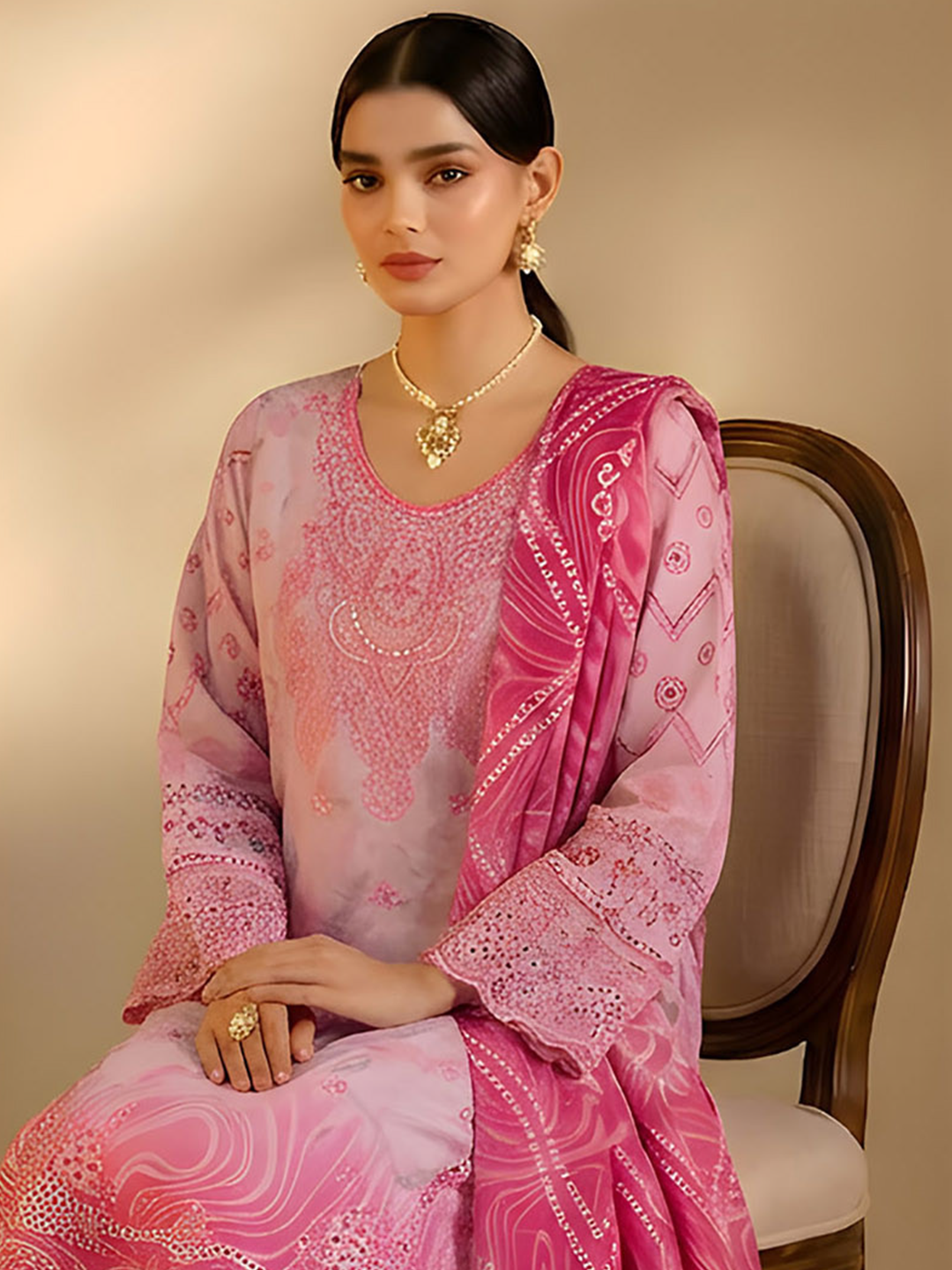 Jannat - Digital Embroidered Lawn - 3PC Suit - D-08