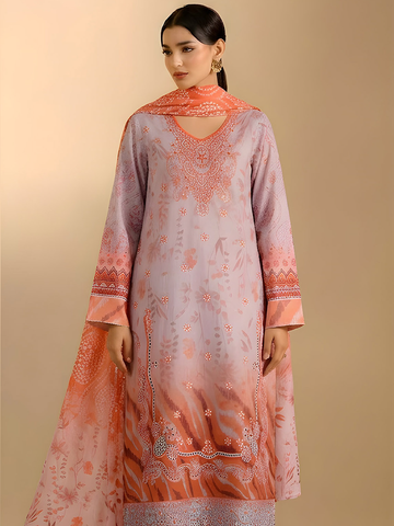 Jannat - Digital Embroidered Lawn - 3PC Suit - D-02