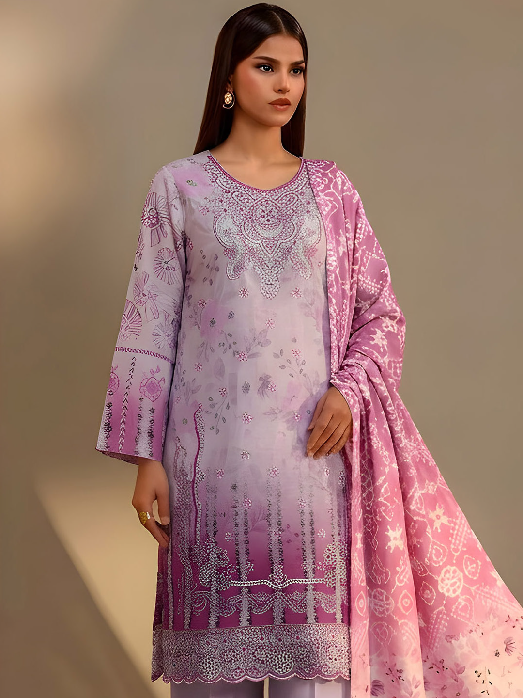 Jannat - Digital Embroidered Lawn - 3PC Suit - D-05