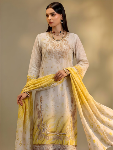 Jannat - Digital Embroidered Lawn - 3PC Suit - D-03