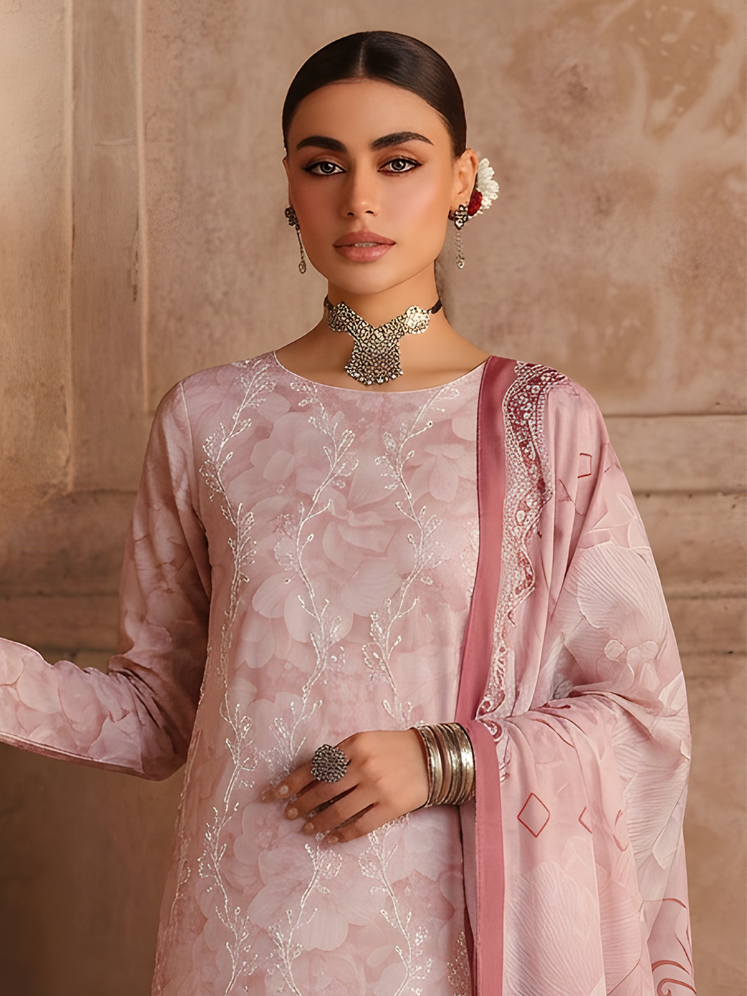 Seerat - Digital Printed Embroidered Lawn - 3PC Suit - D-01