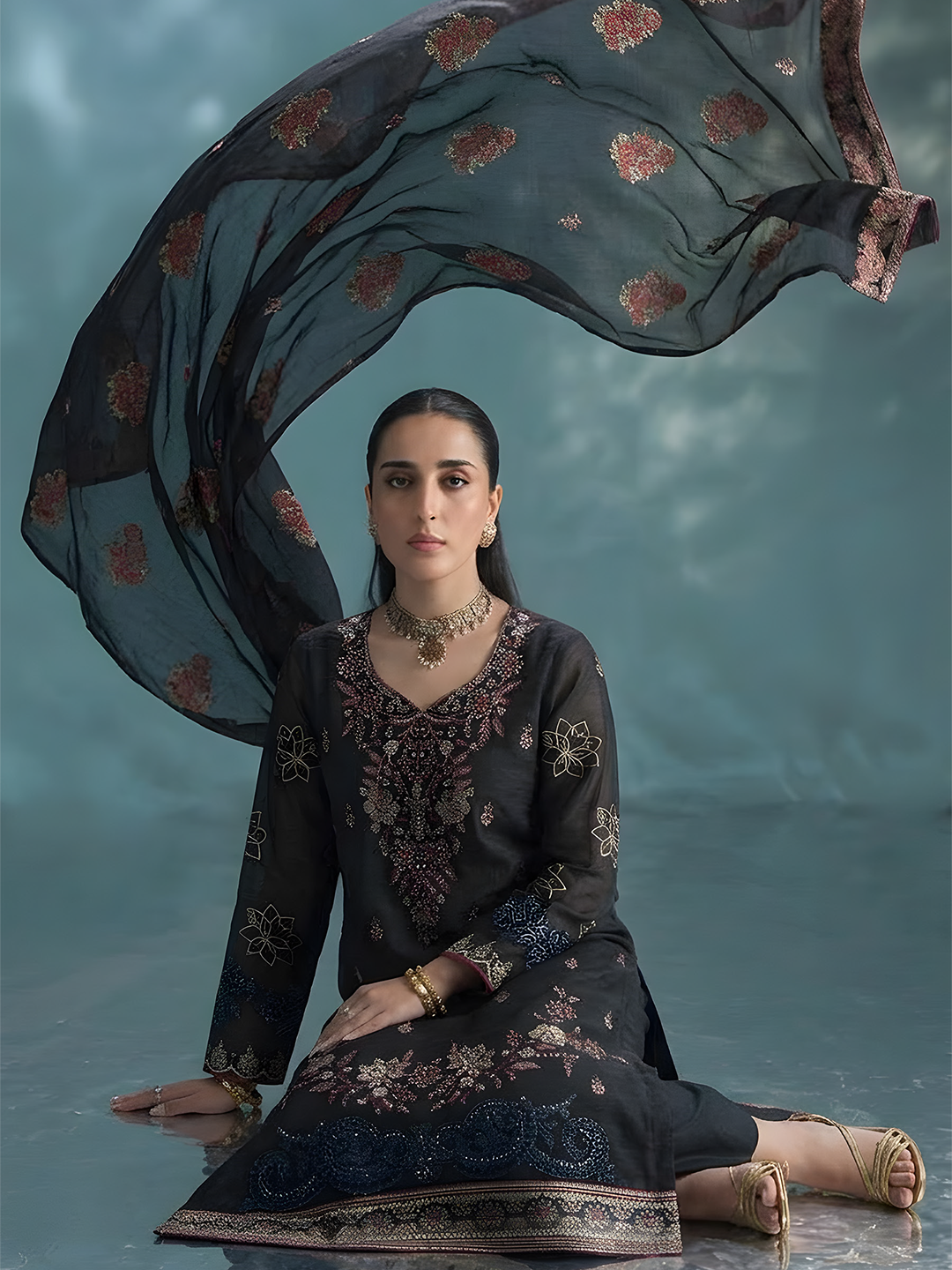 Komal - Doria Embroidered Lawn - 3PC Suit - D-01