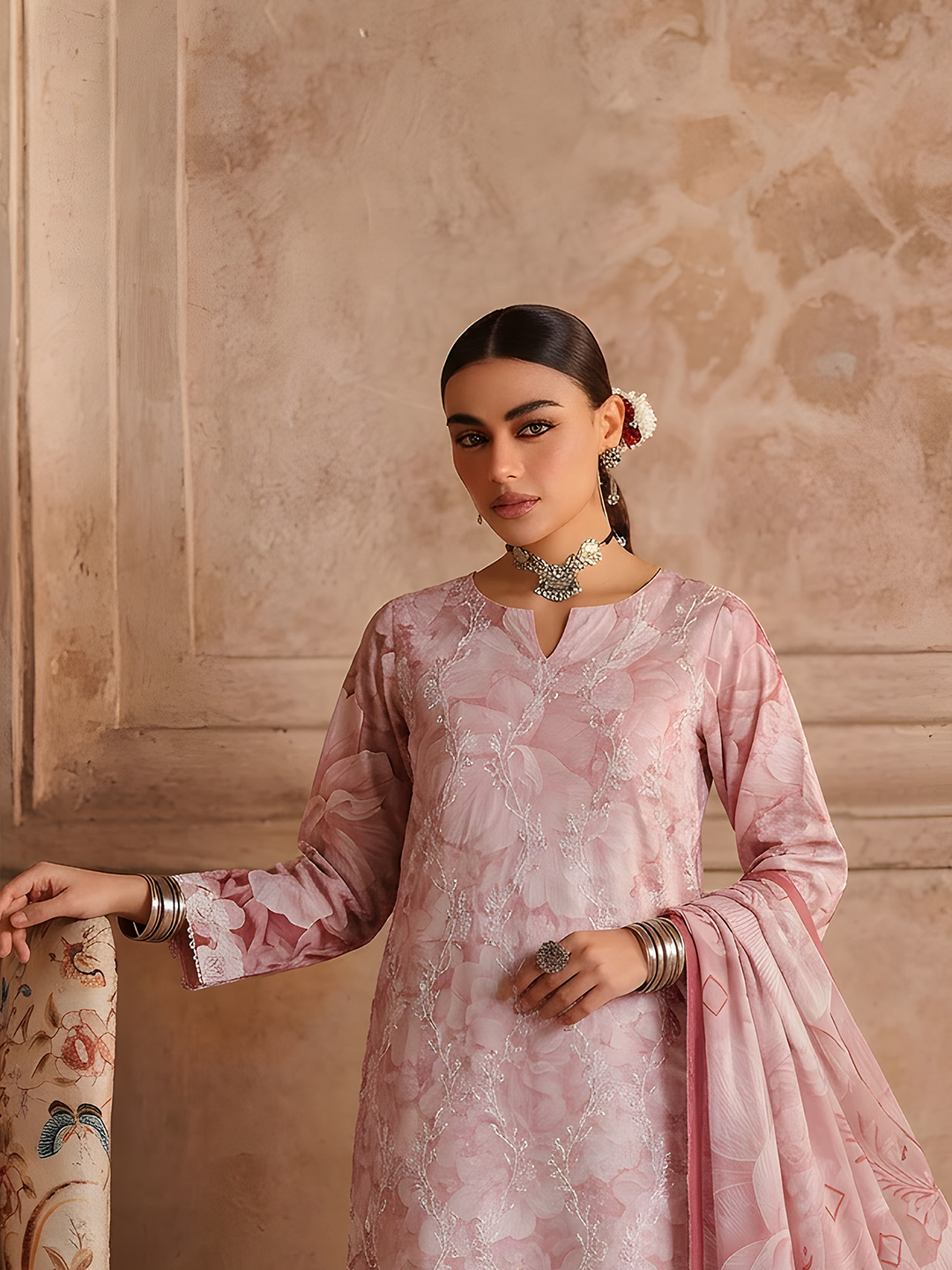 Seerat - Digital Printed Embroidered Lawn - 3PC Suit - D-01