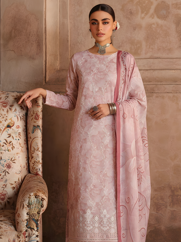 Seerat - Digital Printed Embroidered Lawn - 3PC Suit - D-01