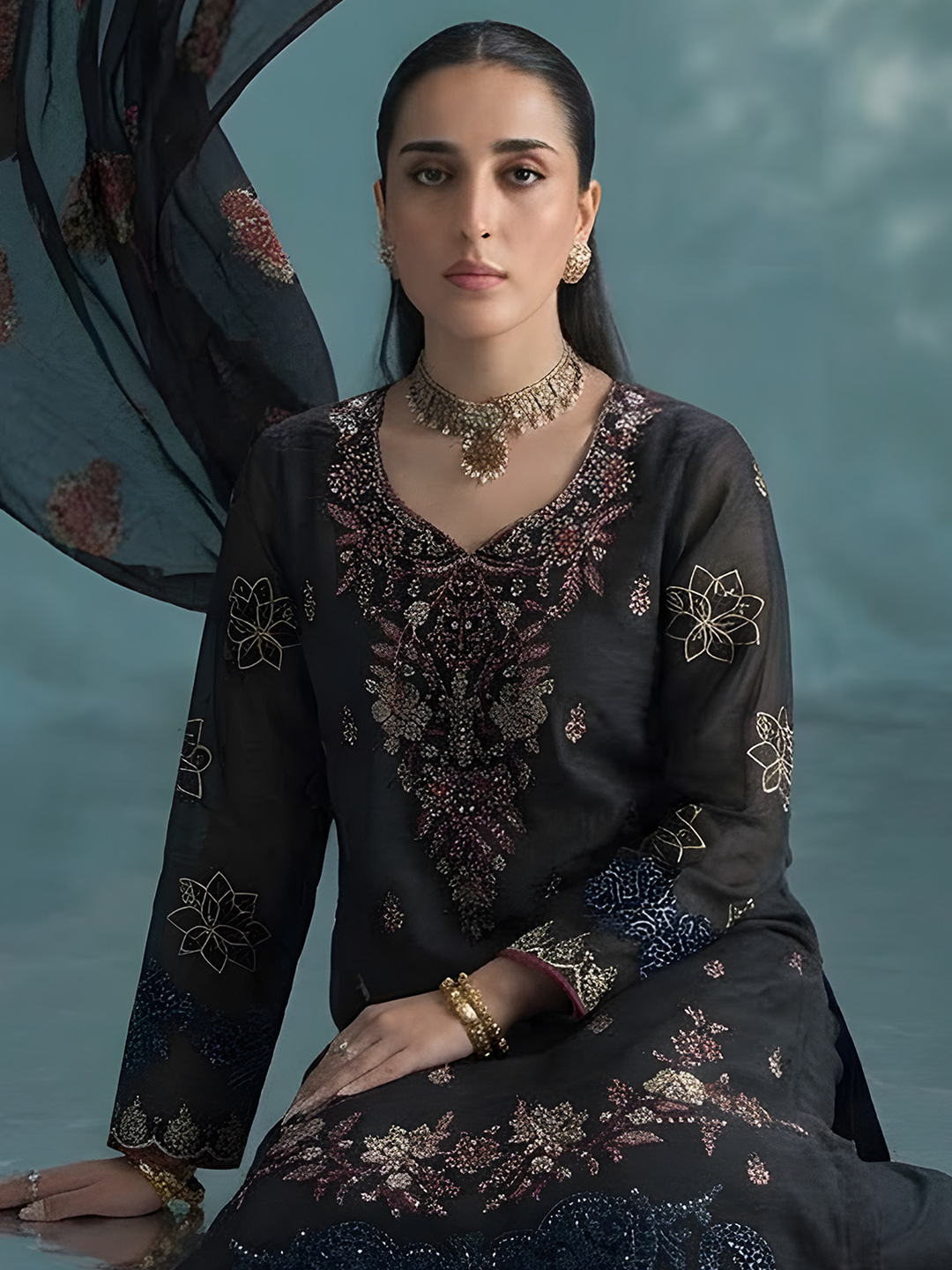 Komal - Doria Embroidered Lawn - 3PC Suit - D-01