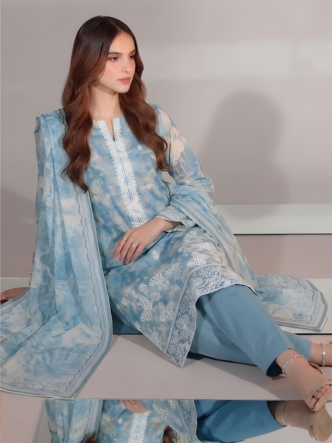 Titlee - Digital Embroidered Fancy Lawn - 3PC Suit - D-03