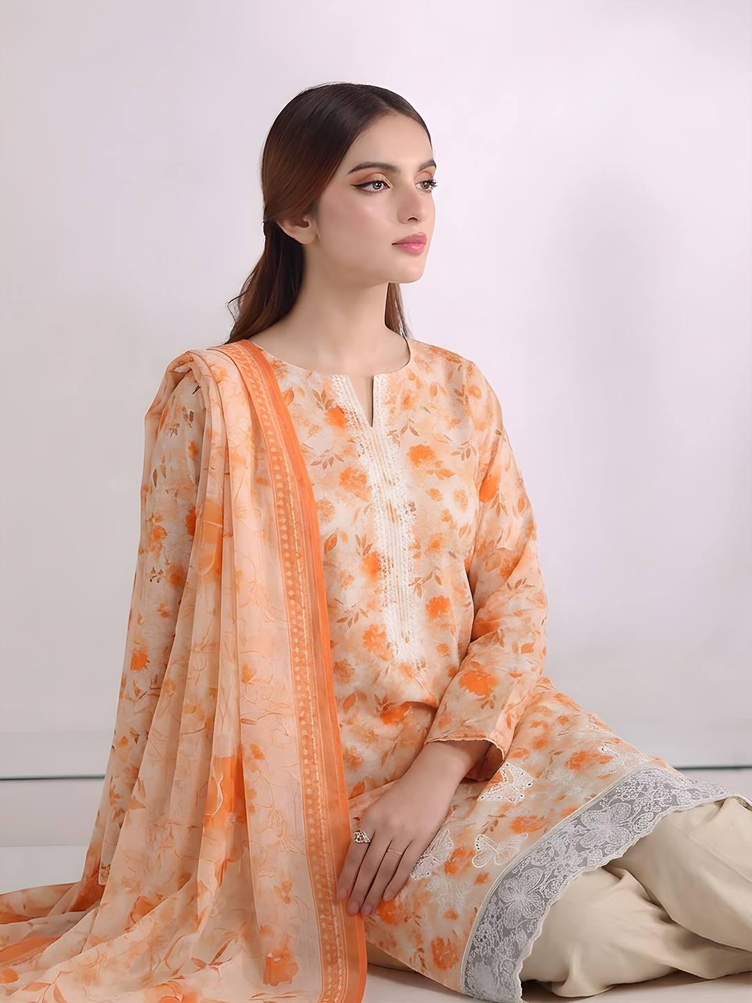 Titlee - Digital Embroidered Fancy Lawn - 3PC Suit - D-02