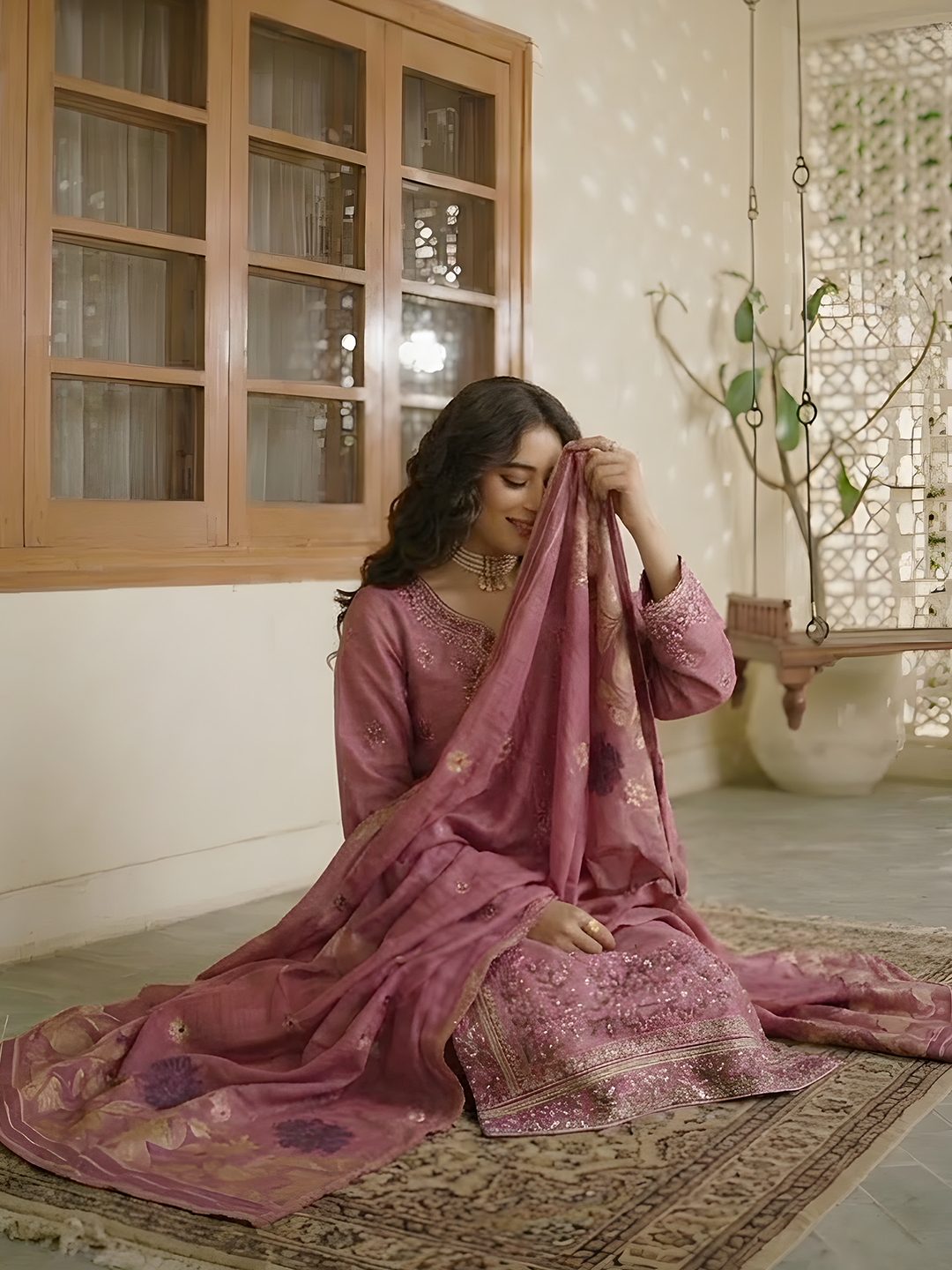 Umaiza - Slub Embroidered Lawn - 3PC Suit - D-07