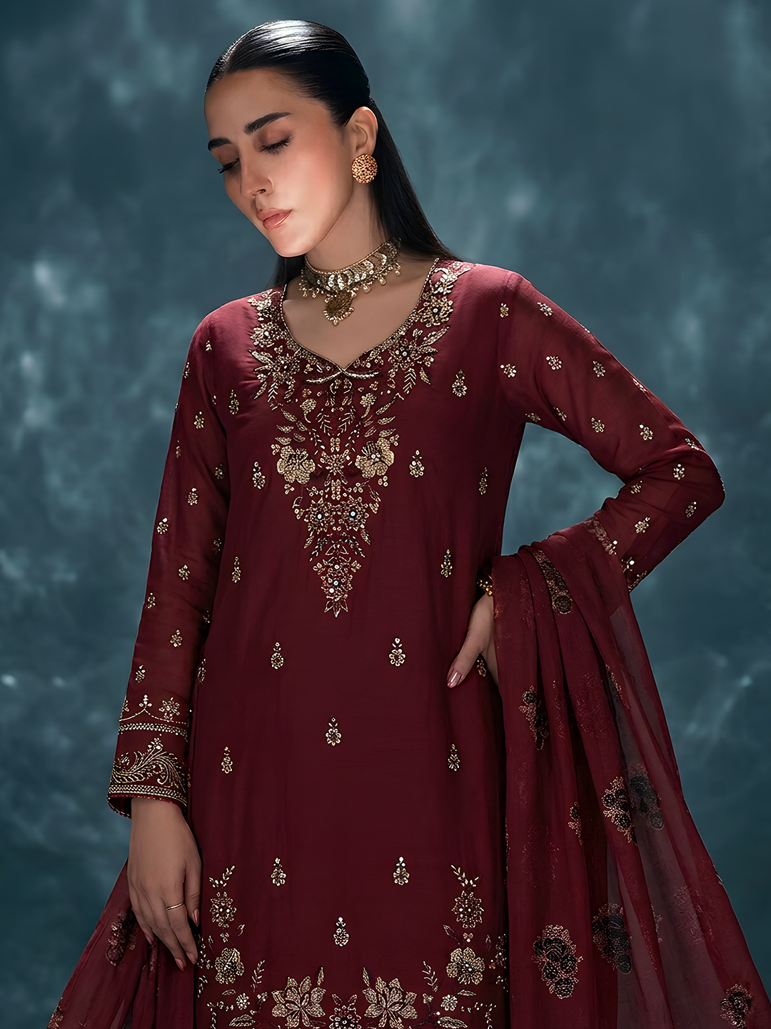 Komal - Doria Embroidered Lawn - 3PC Suit - D-02
