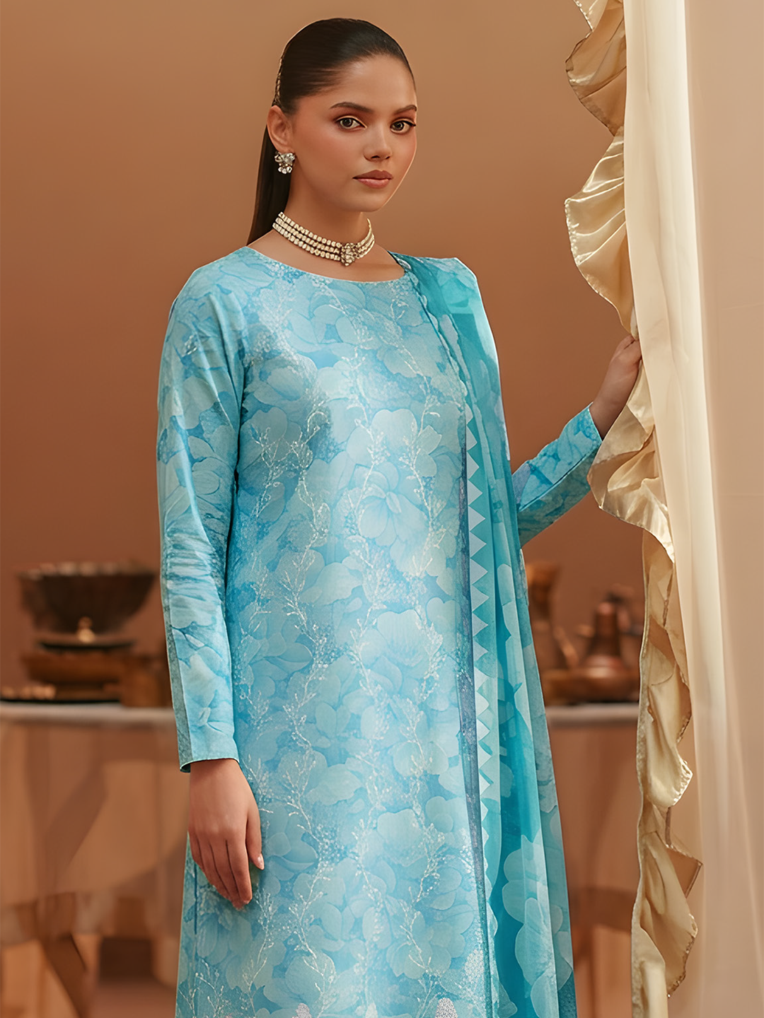 Seerat - Digital Printed Embroidered Lawn - 3PC Suit - D-02