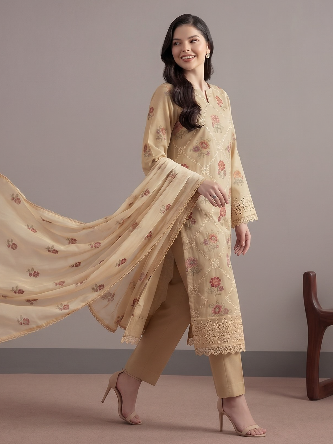 Bareeza's Style - Premium Embroidered Lawn - 3PC Suit - D-02