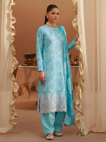 Seerat - Digital Printed Embroidered Lawn - 3PC Suit - D-02