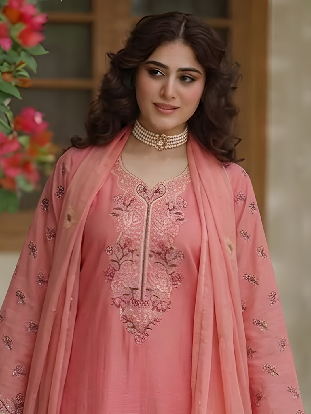 Umaiza - Slub Embroidered Lawn - 3PC Suit - D-04