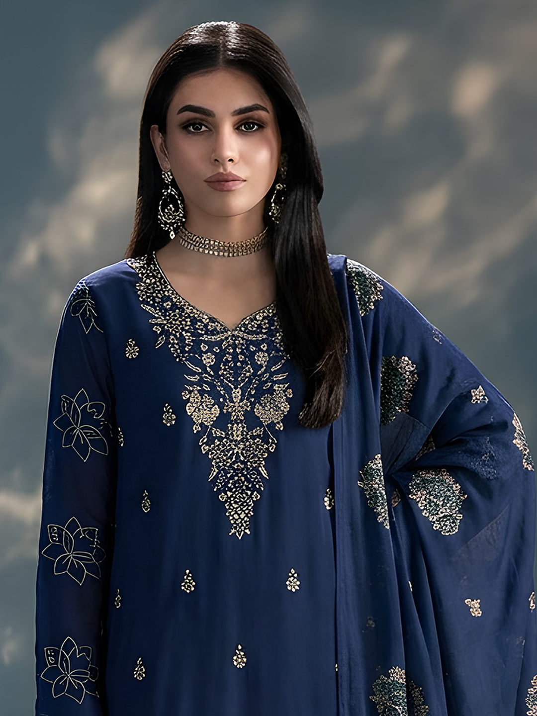 Komal - Doria Embroidered Lawn - 3PC Suit - D-03