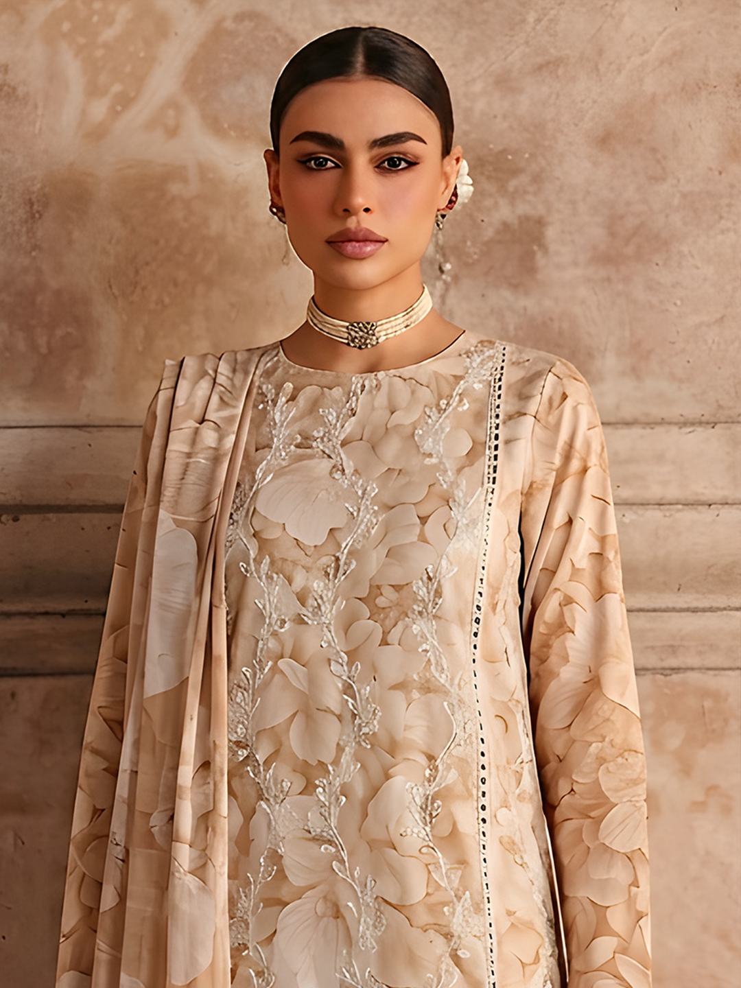 Seerat - Digital Printed Embroidered Lawn - 3PC Suit - D-03
