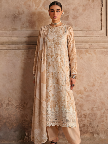 Seerat - Digital Printed Embroidered Lawn - 3PC Suit - D-03