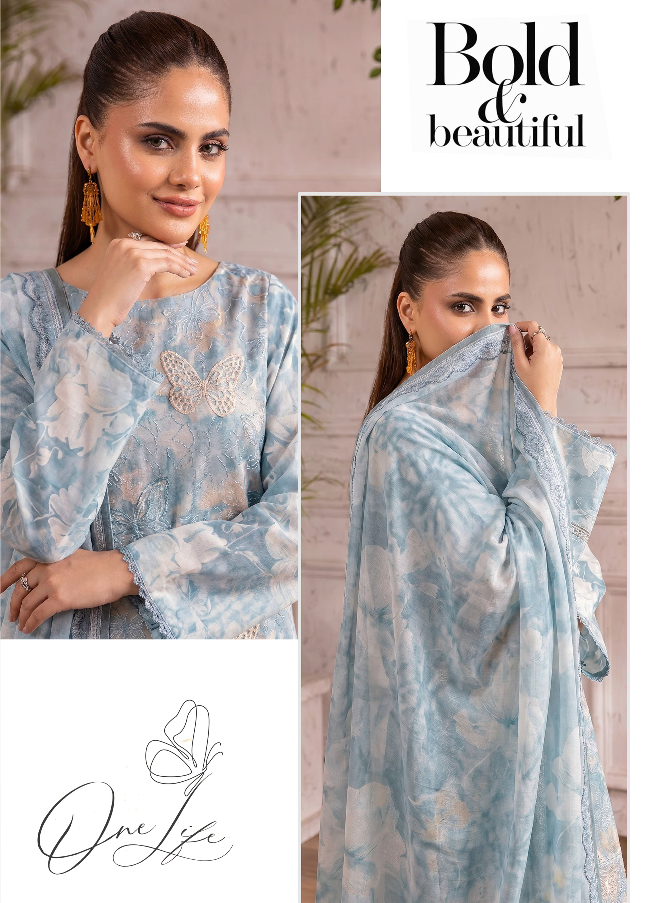 Butterfly Digital Printed Lawn Collection – Full 7-Piece Premium Box