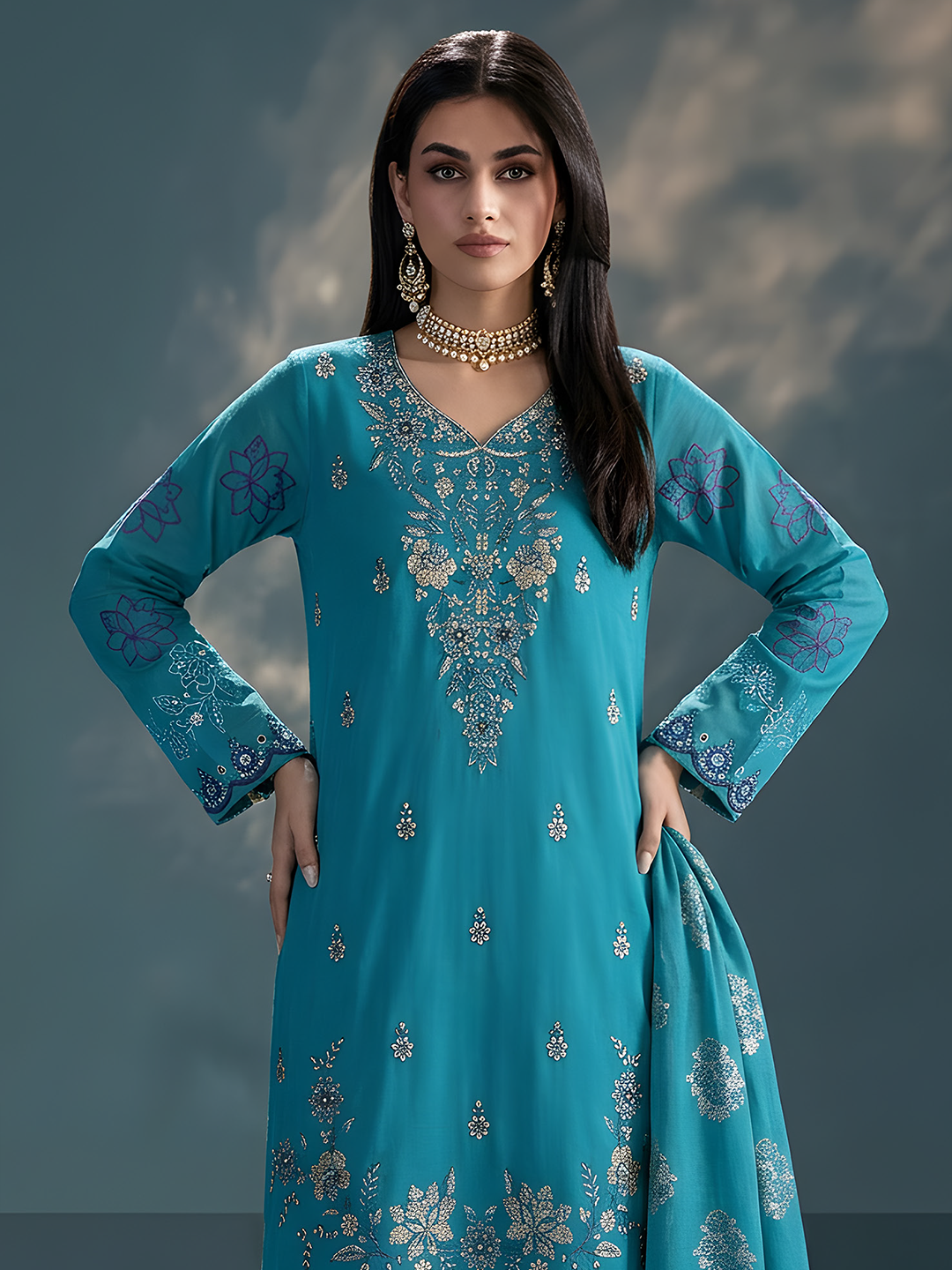 Komal Doria Embroidered Lawn Collection – Full 5-Piece Premium Box