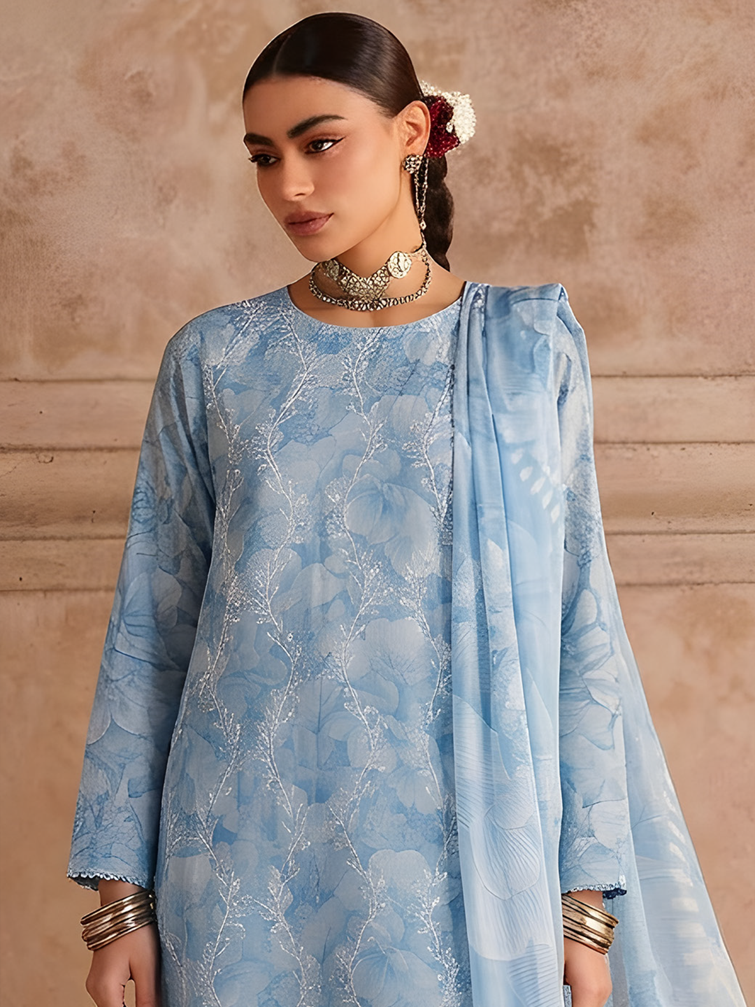Seerat - Digital Printed Embroidered Lawn - 3PC Suit - D-04