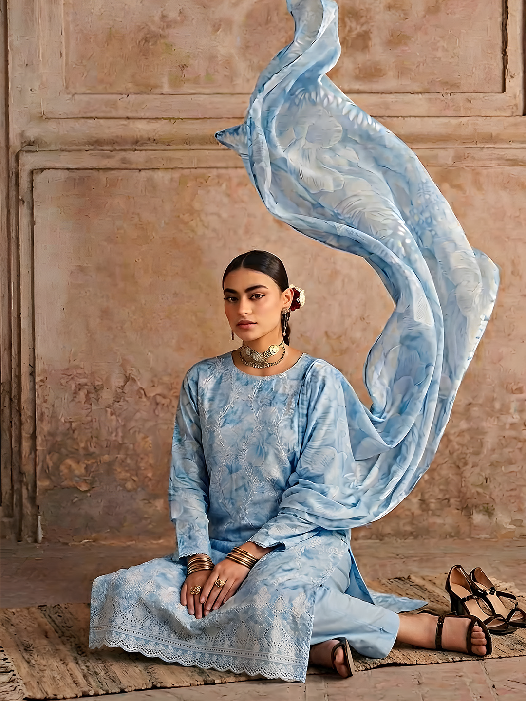 Seerat - Digital Printed Embroidered Lawn - 3PC Suit - D-04
