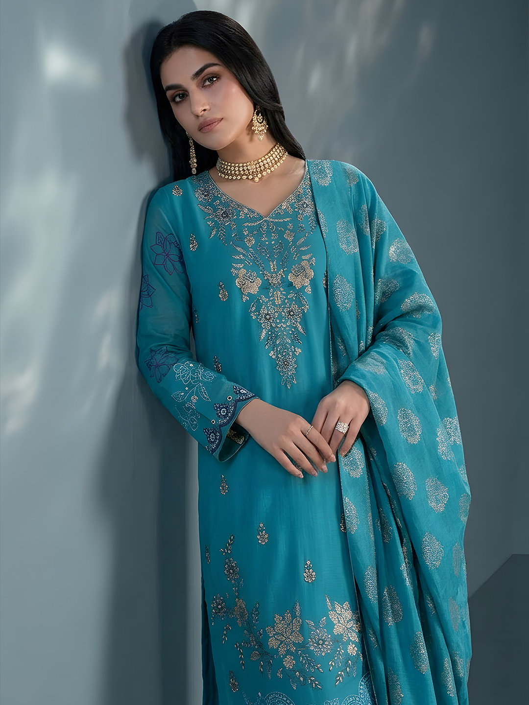 Komal - Doria Embroidered Lawn - 3PC Suit - D-04