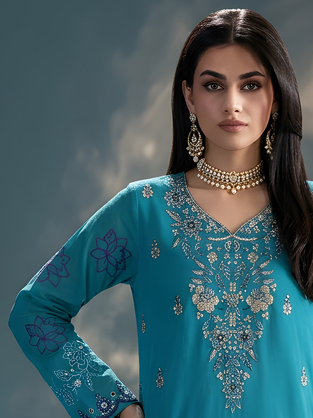 Komal - Doria Embroidered Lawn - 3PC Suit - D-04