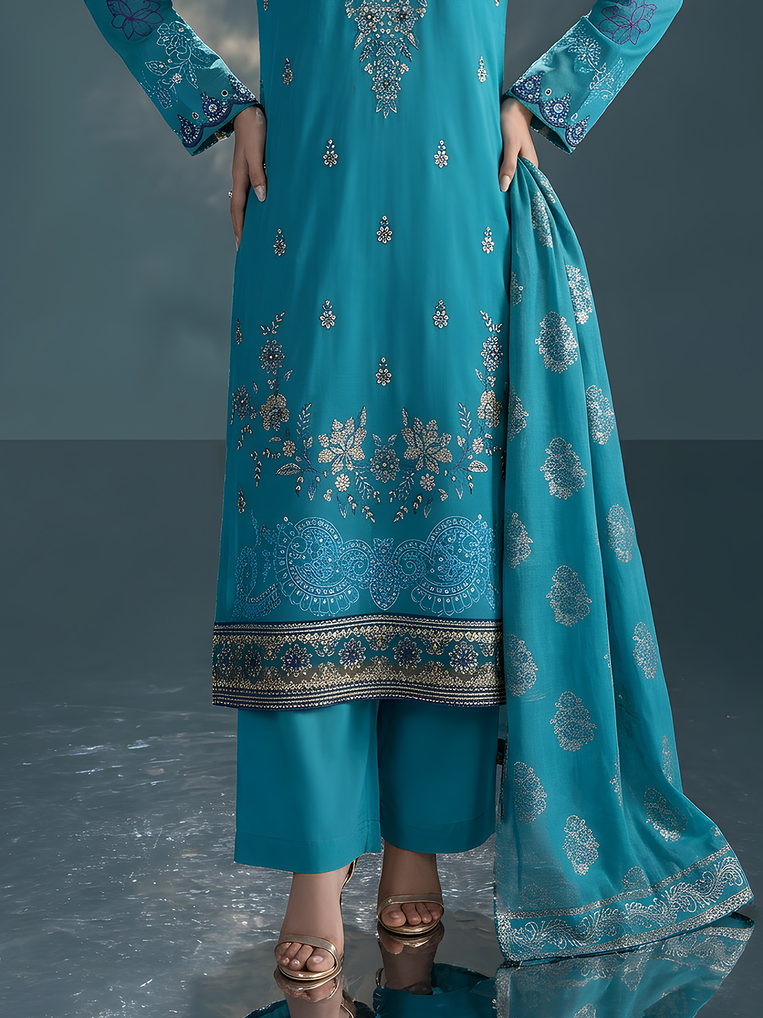 Komal - Doria Embroidered Lawn - 3PC Suit - D-04