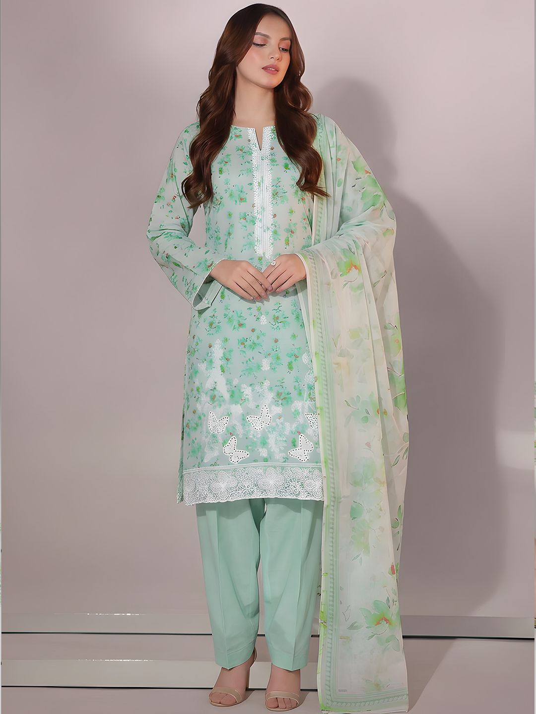 Titlee - Digital Embroidered Fancy Lawn - 3PC Suit - D-07