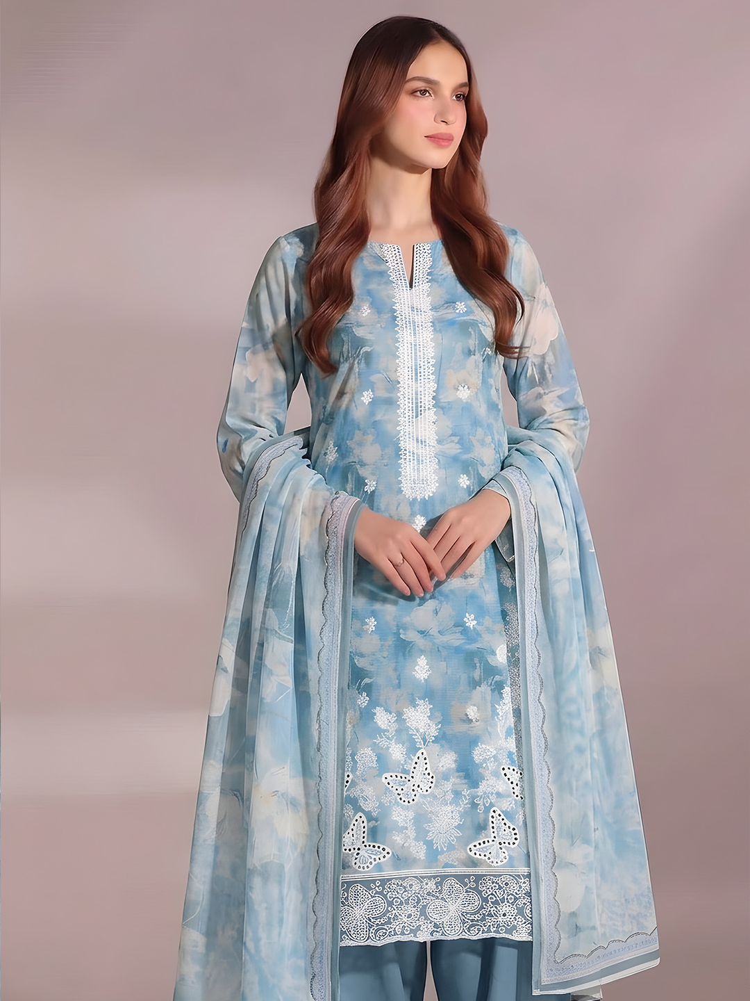 Titlee - Digital Embroidered Fancy Lawn - 3PC Suit - D-03
