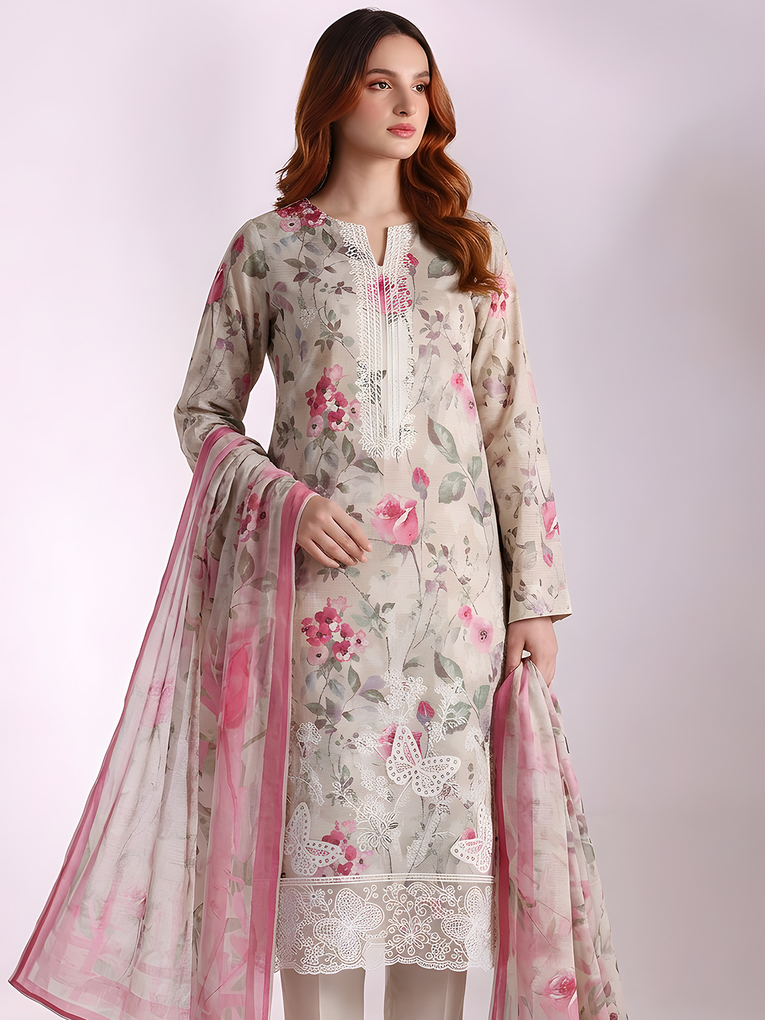 Titlee - Digital Embroidered Fancy Lawn - 3PC Suit - D-06