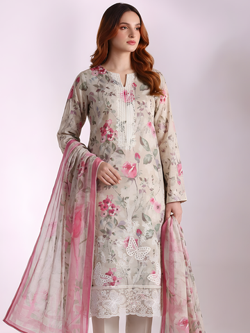Titlee - Digital Embroidered Fancy Lawn - 3PC Suit - D-06