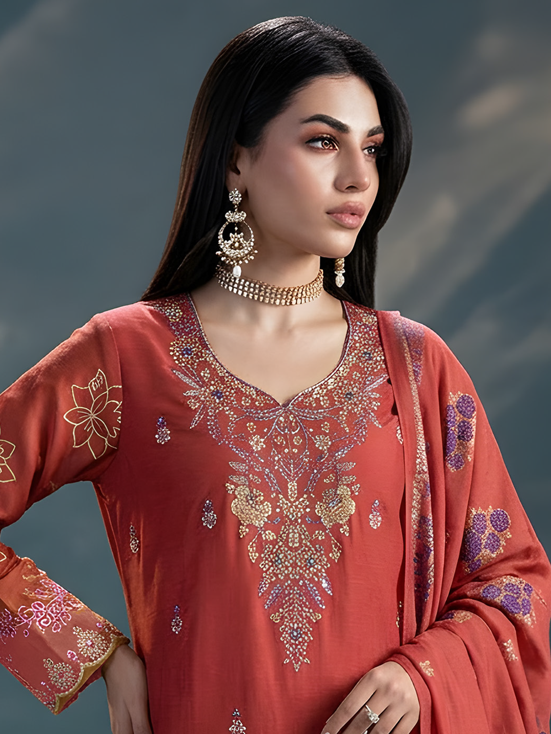 Komal - Doria Embroidered Lawn - 3PC Suit - D-05