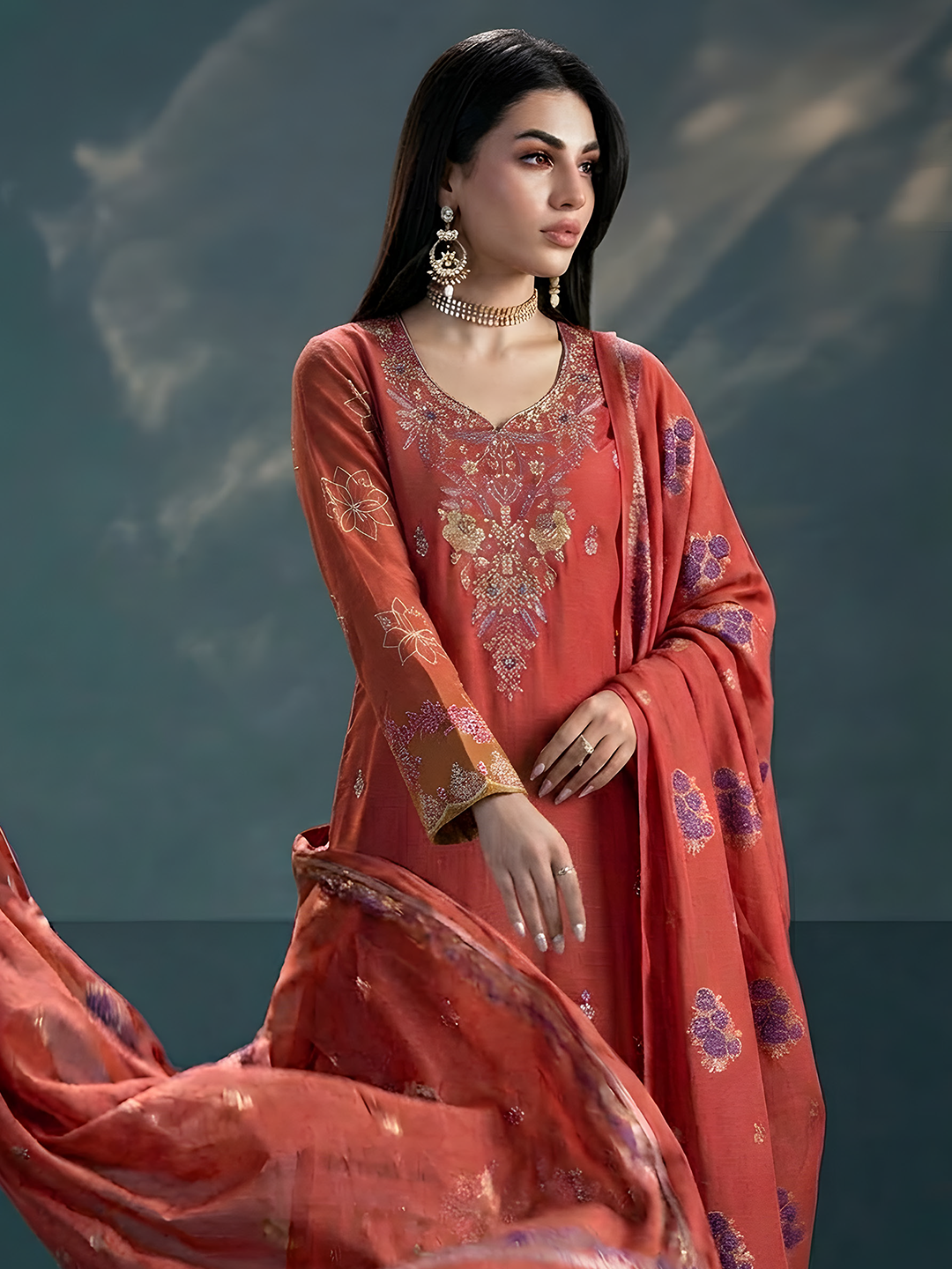 Komal - Doria Embroidered Lawn - 3PC Suit - D-05