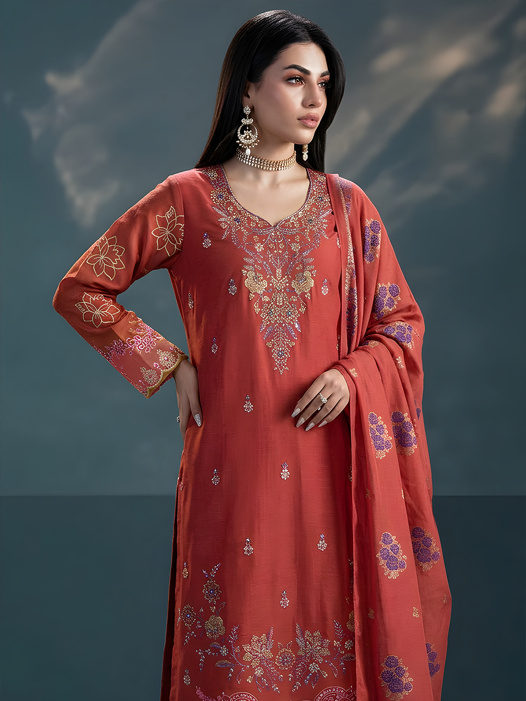 Komal - Doria Embroidered Lawn - 3PC Suit - D-05