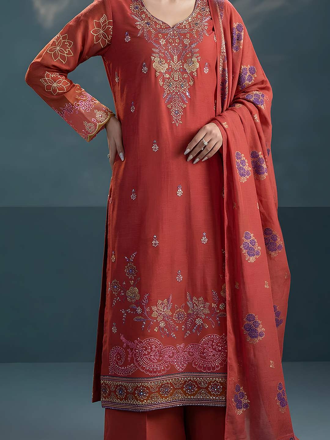 Komal - Doria Embroidered Lawn - 3PC Suit - D-05