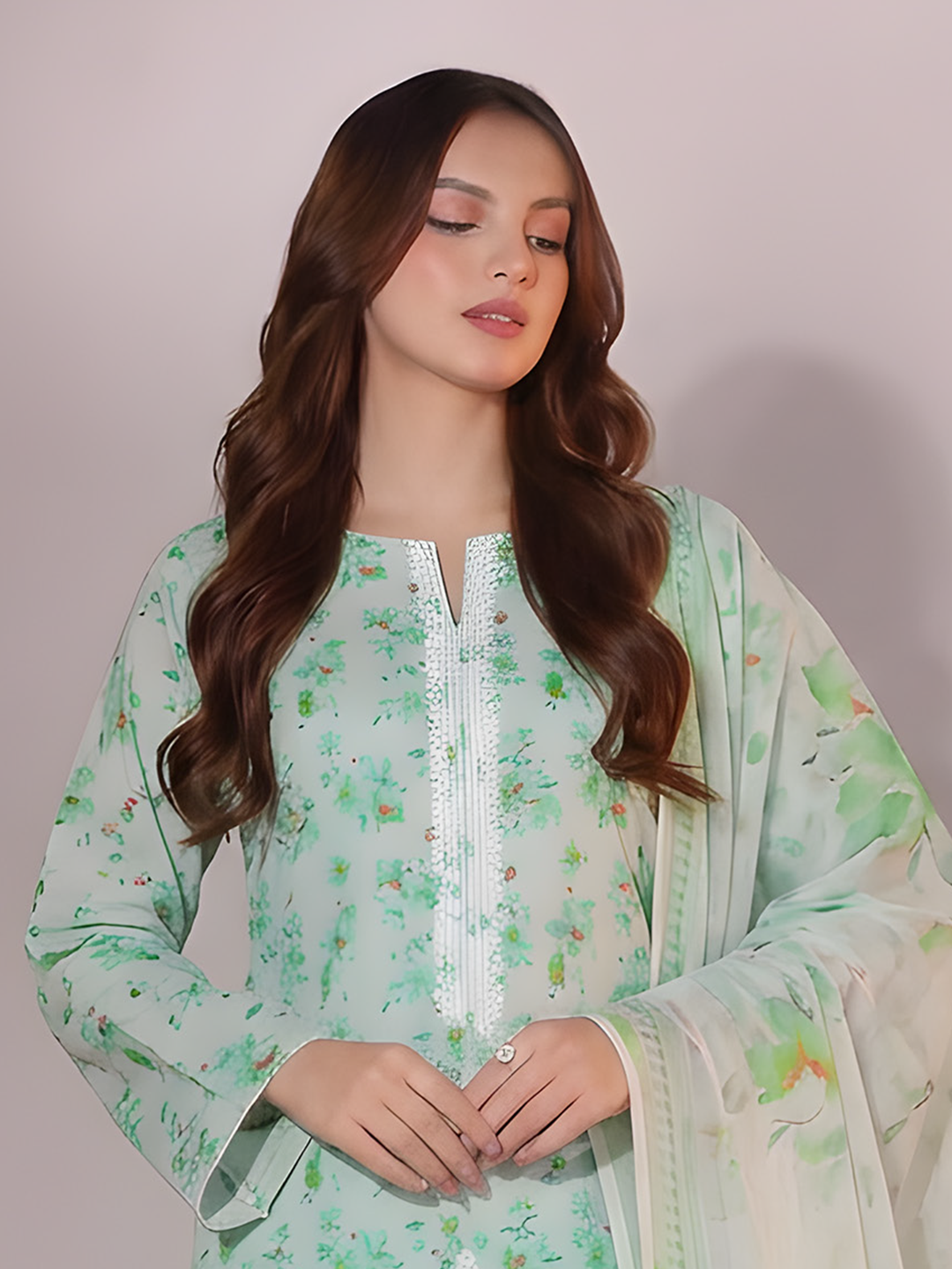 Titlee - Digital Embroidered Fancy Lawn - 3PC Suit - D-07