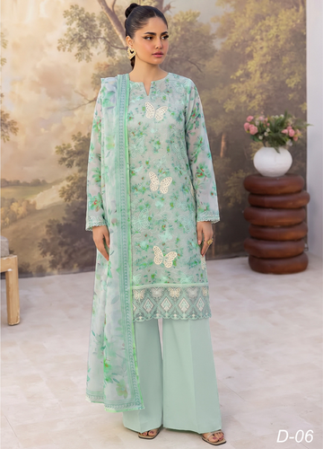 Butterfly - Digitally Printed Lawn Embroidery - 3PC Suit - D-06