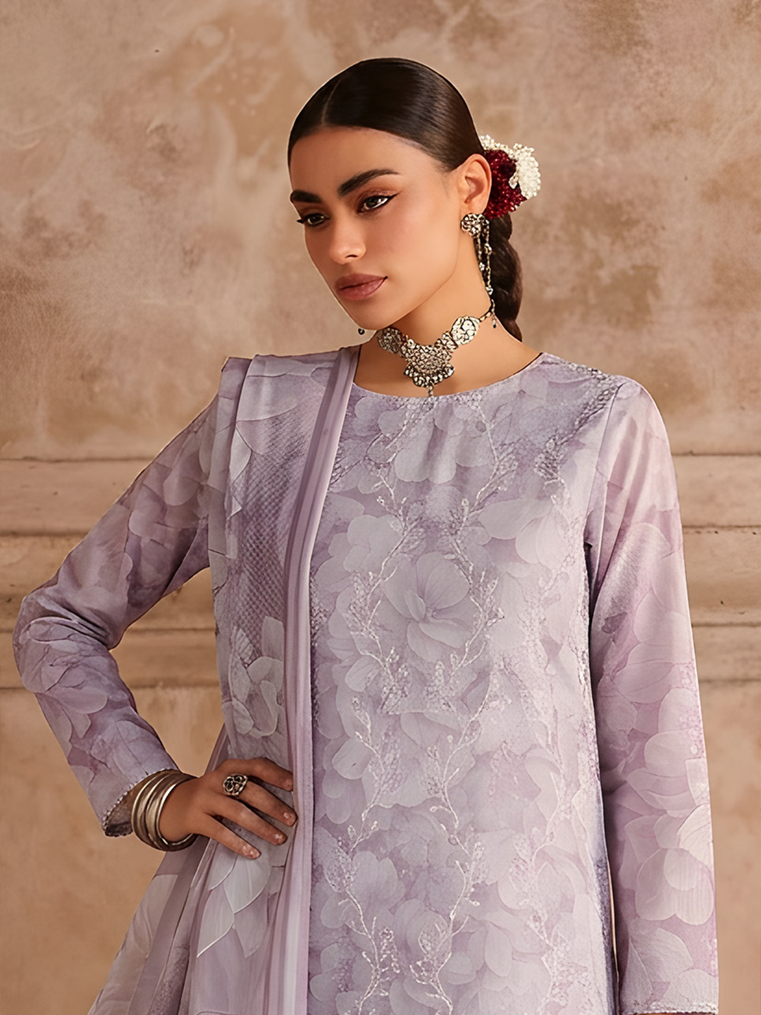 Seerat - Digital Printed Embroidered Lawn - 3PC Suit - D-07