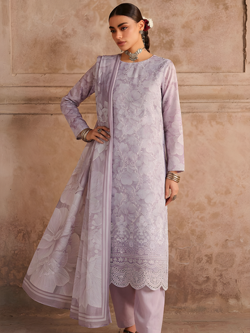 Seerat - Digital Printed Embroidered Lawn - 3PC Suit - D-07