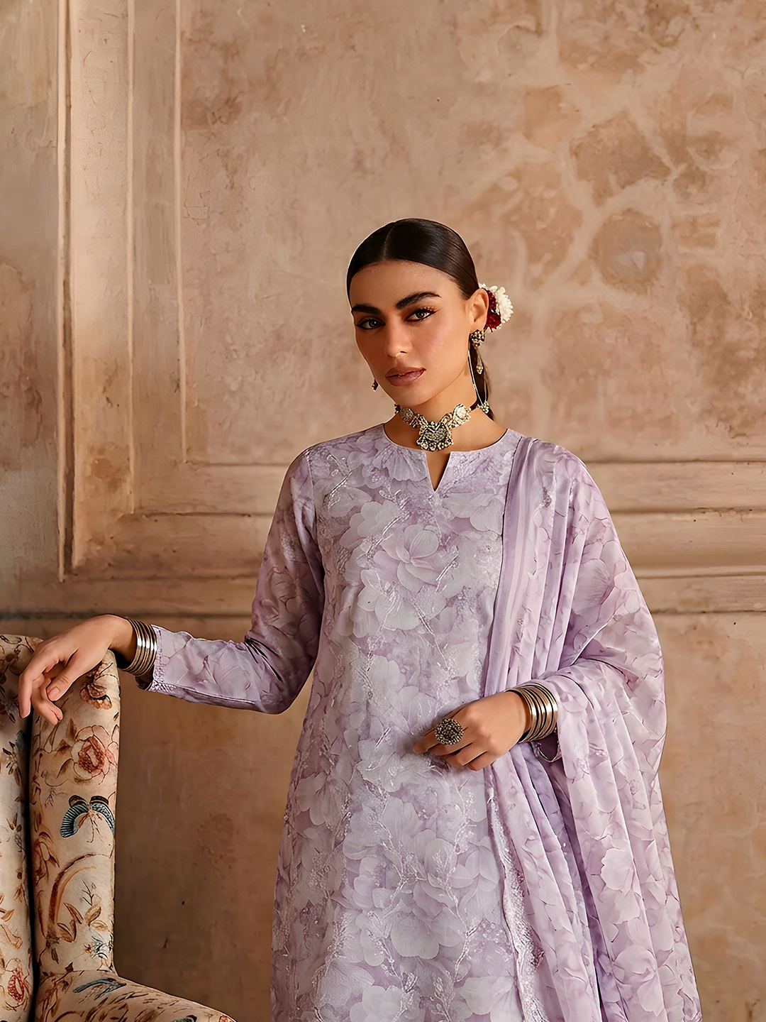 Seerat - Digital Printed Embroidered Lawn - 3PC Suit - D-07