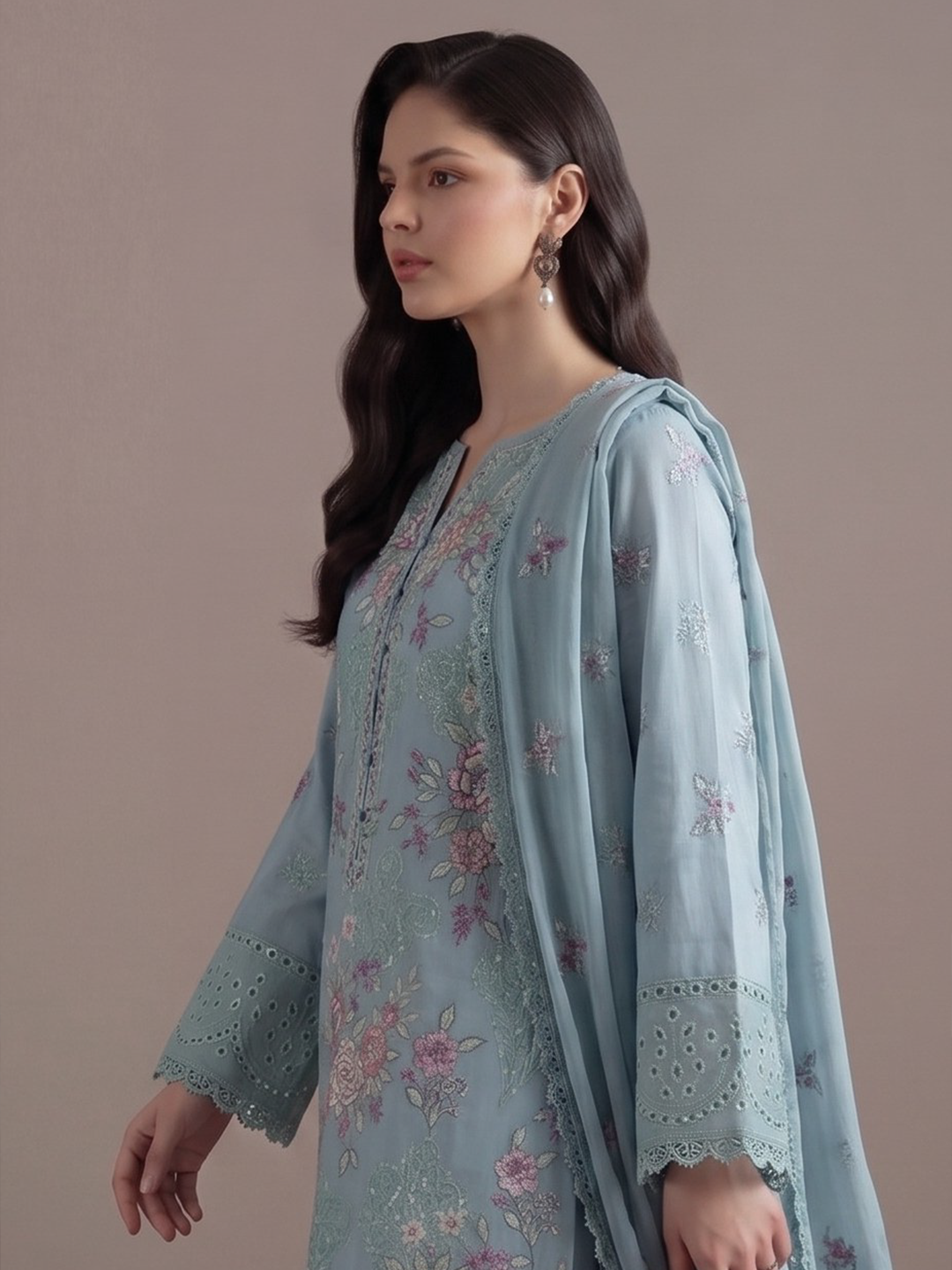 Bareeza's Style - Premium Embroidered Lawn - 3PC Suit - D-08