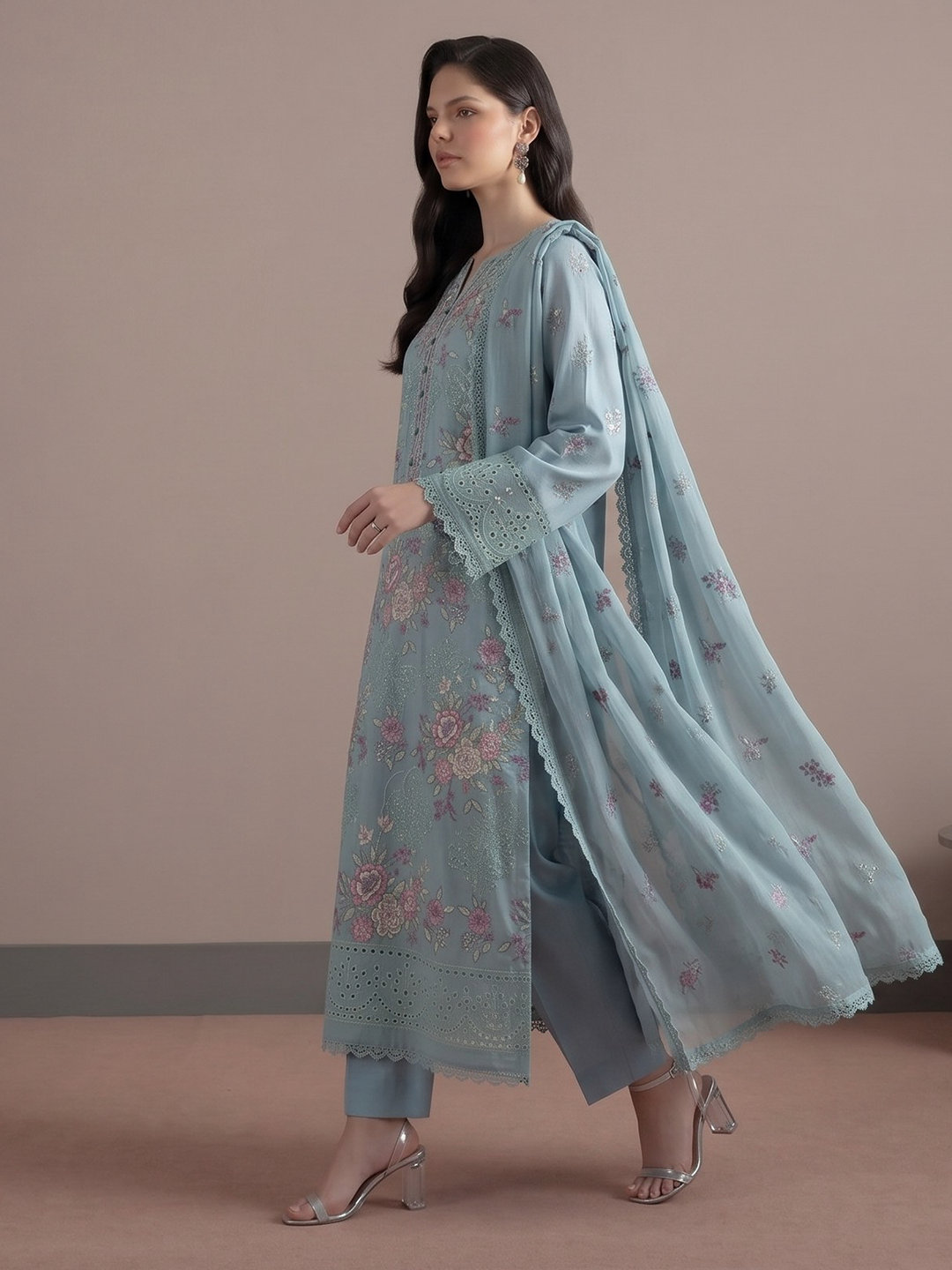 Bareeza's Style - Premium Embroidered Lawn - 3PC Suit - D-08
