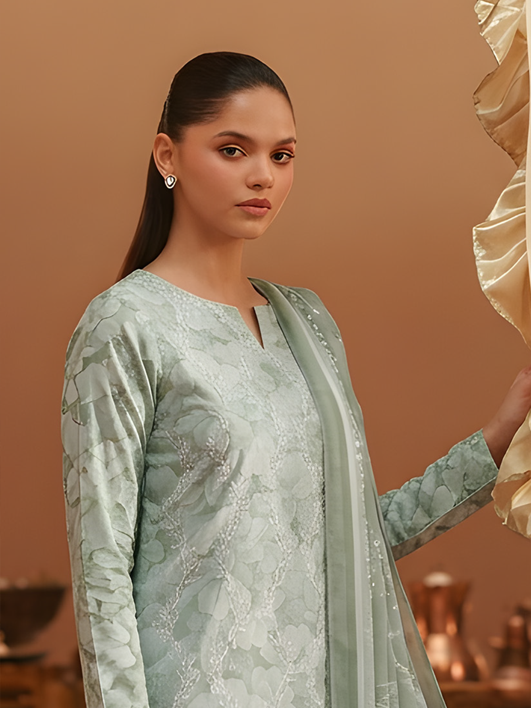 Seerat - Digital Printed Embroidered Lawn - 3PC Suit - D-08
