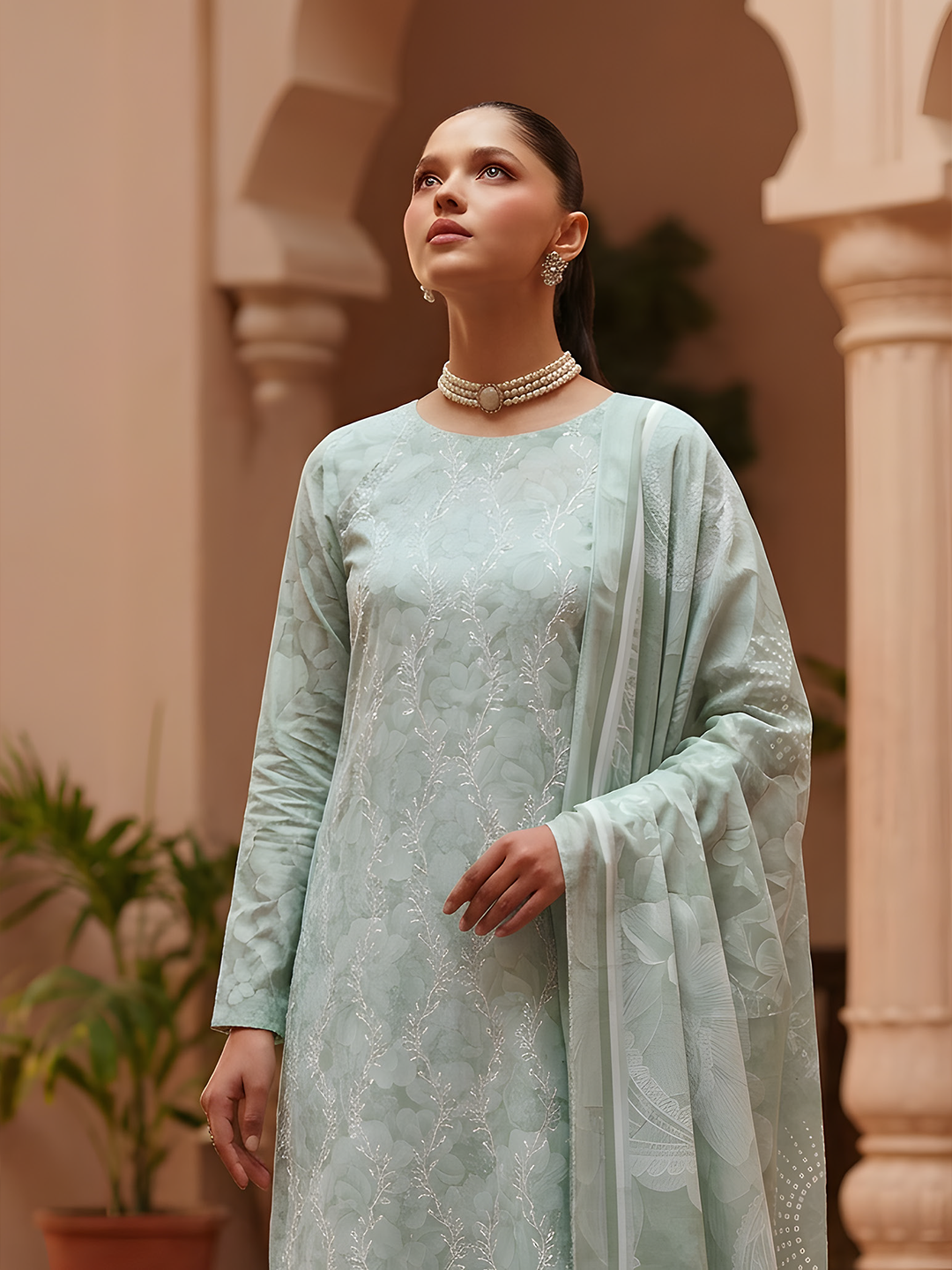 Seerat - Digital Printed Embroidered Lawn - 3PC Suit - D-08