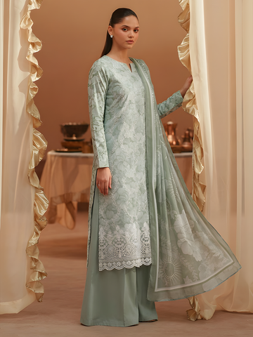 Seerat - Digital Printed Embroidered Lawn - 3PC Suit - D-08