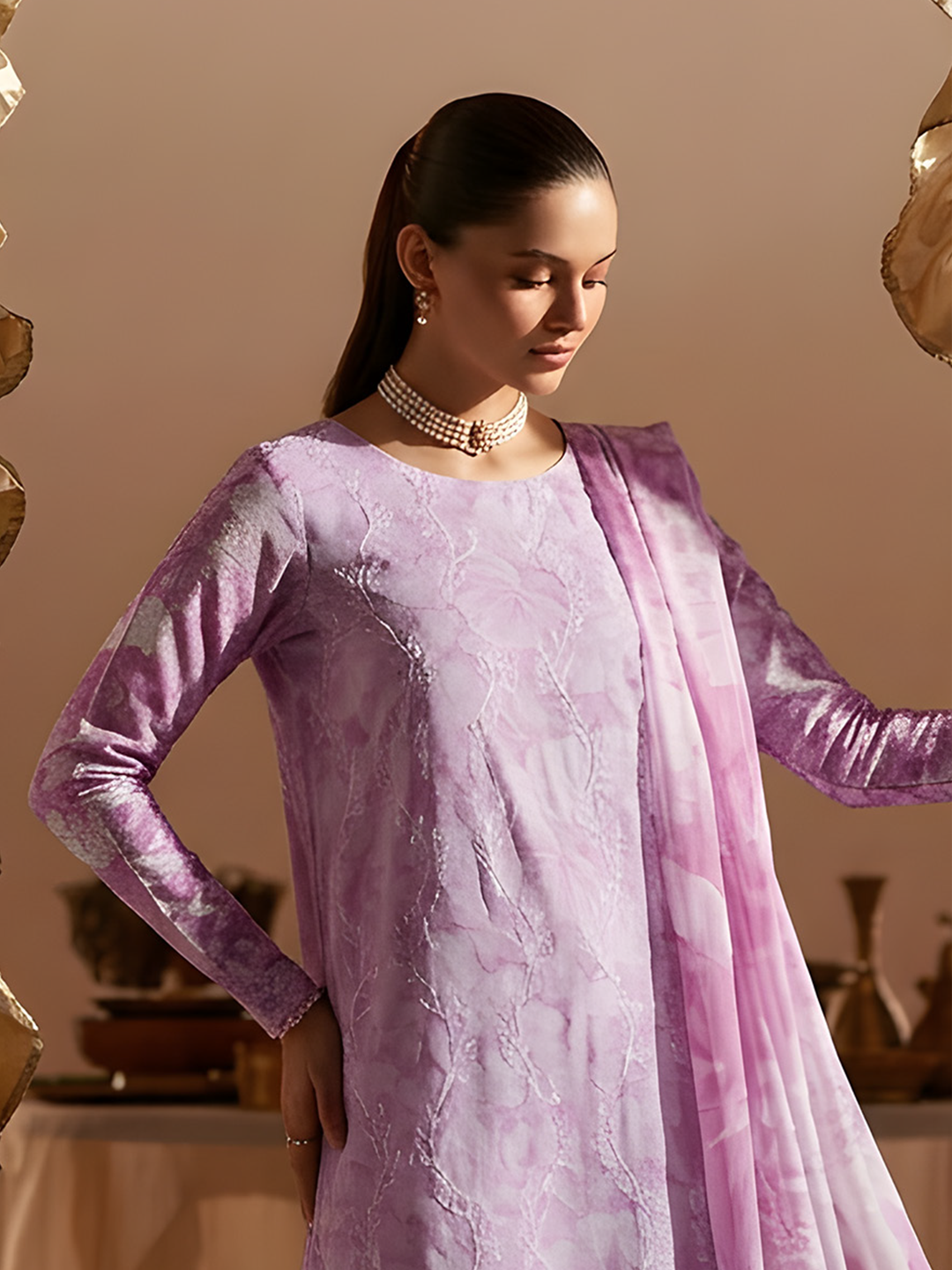 Seerat - Digital Printed Embroidered Lawn - 3PC Suit - D-09